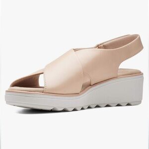 Clarks Jillian Jewel Blush Criss Cross Leather Sandals Size 6.5